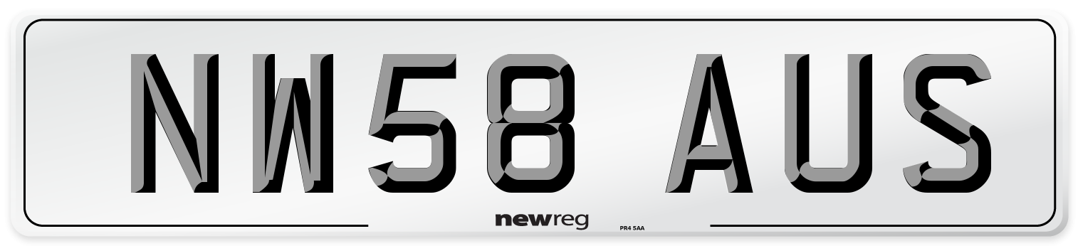 NW58 AUS Number Plate from New Reg